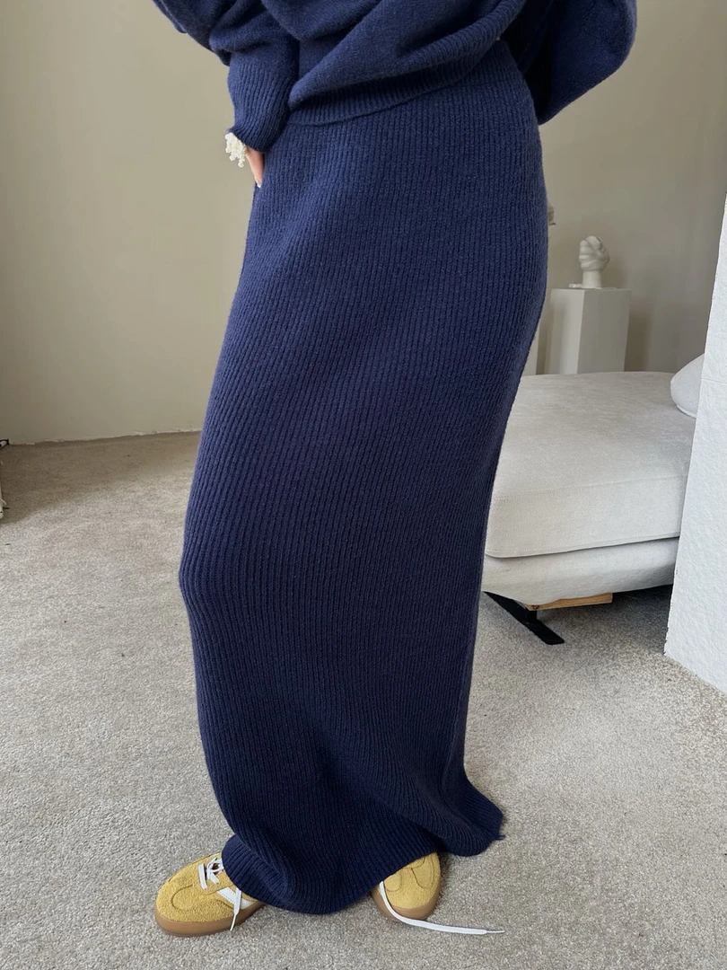 后开叉松紧高弹秋冬包臀毛衣气质半身裙#66266