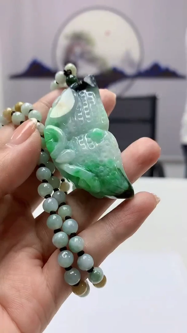 【闪购商品】定制翡翠未镶嵌5112ms-毛货花生配珠链156
