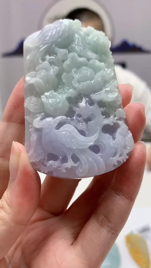 【闪购商品】定制翡翠未镶嵌4836zm-毛货挂件花鸟117