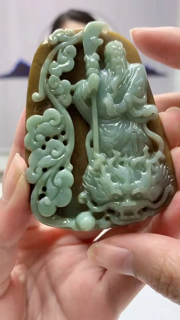【闪购商品】定制翡翠未镶嵌4902zm-毛货挂件关公59