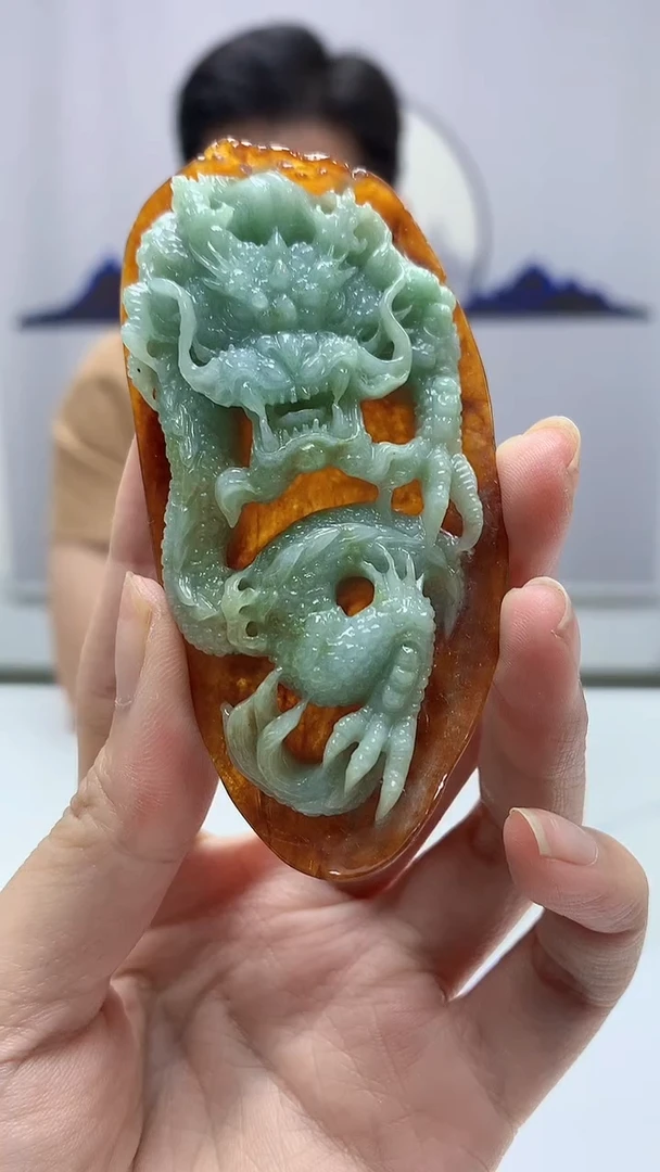 【闪购商品】定制翡翠未镶嵌4917zm-毛货挂件龙牌306