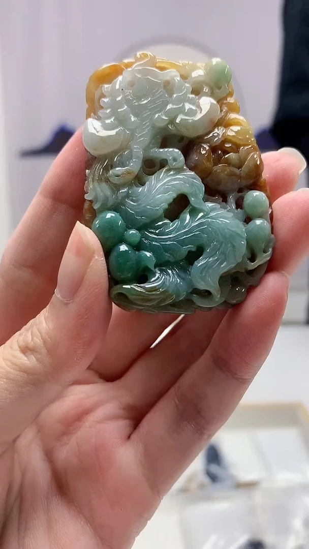 【闪购商品】定制翡翠未镶嵌4898zm-毛货挂件凤凰250