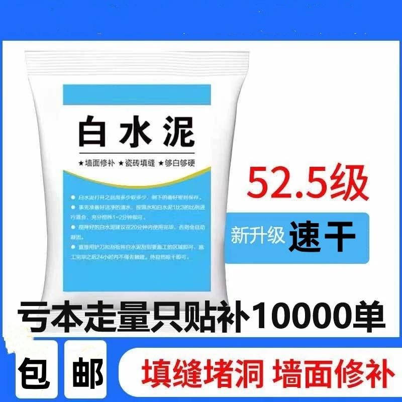 国标525白水泥家用防水防霉瓷砖填缝堵洞补墙地漏速干白色水泥胶