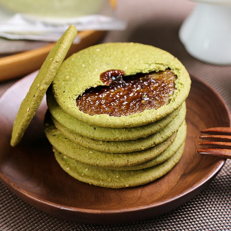 老潮夫抹茶粗粮饼传统糕点红糖肚脐饼奇亚籽早餐代餐充饥饱腹饼