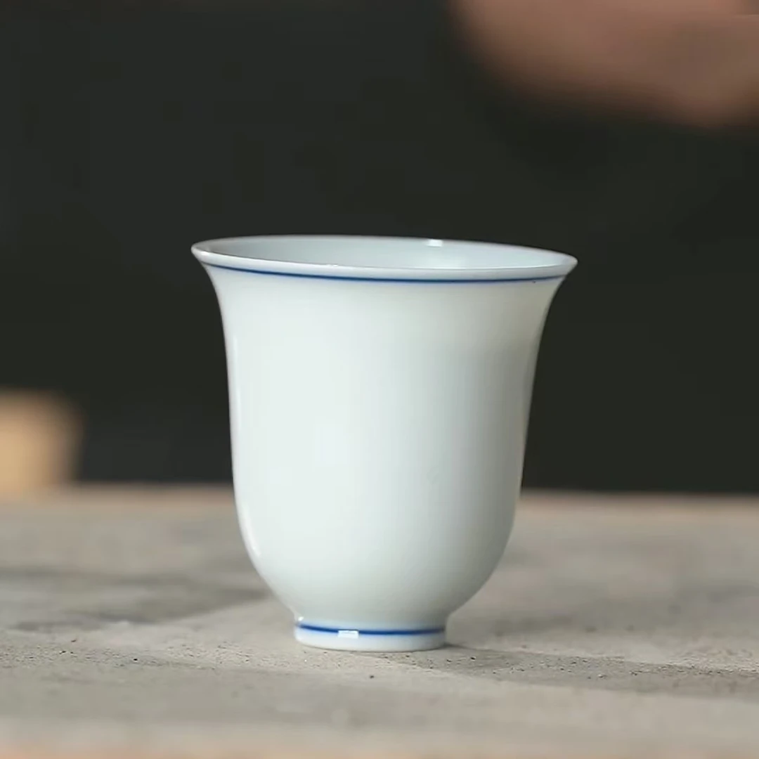 【晓隐柴窑】晓隐柴窑白胎双圈闻香杯（暗刻）