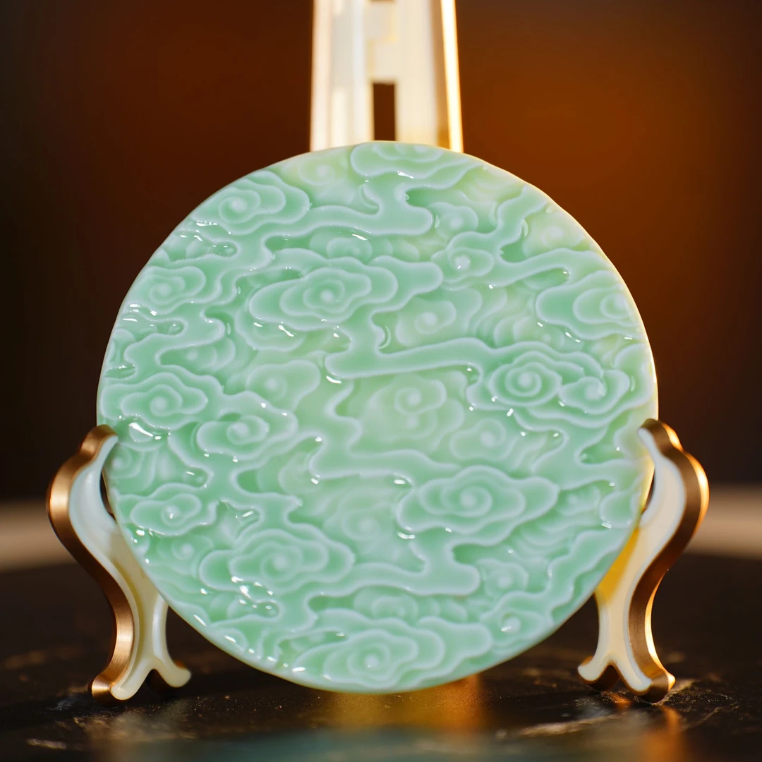【樊匠造器】影青雕刻盖置（祥云纹)瓷器