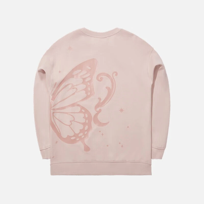 New Era FW23 蝶祝限定系列 蝴蝶印花长袖卫衣 男女同款 粉色