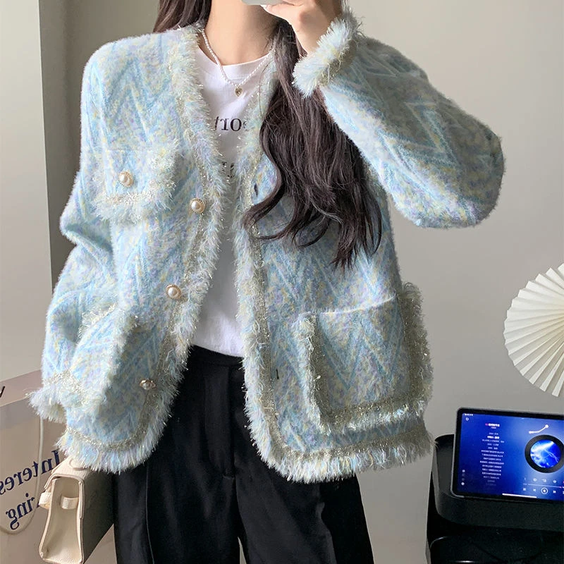 小香风流苏毛衣外套女2025秋冬装新款设计感法式洋气针织开衫上衣