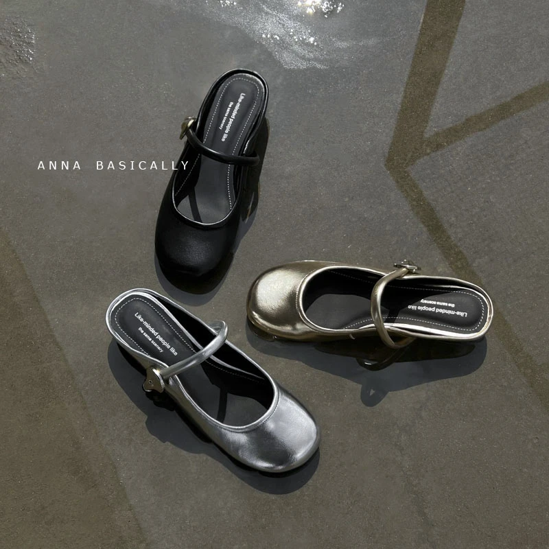 现货，断码福利】SD1158/3cm/2024爆款牛皮内增高半拖鞋包头穆勒鞋