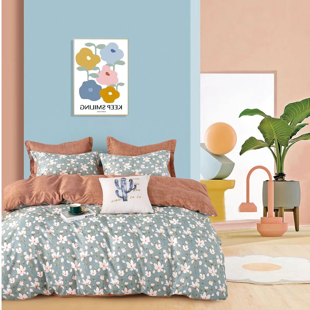 【生姜暖绒2米被罩】心语高支高密水洗斜纹棉被罩AB版