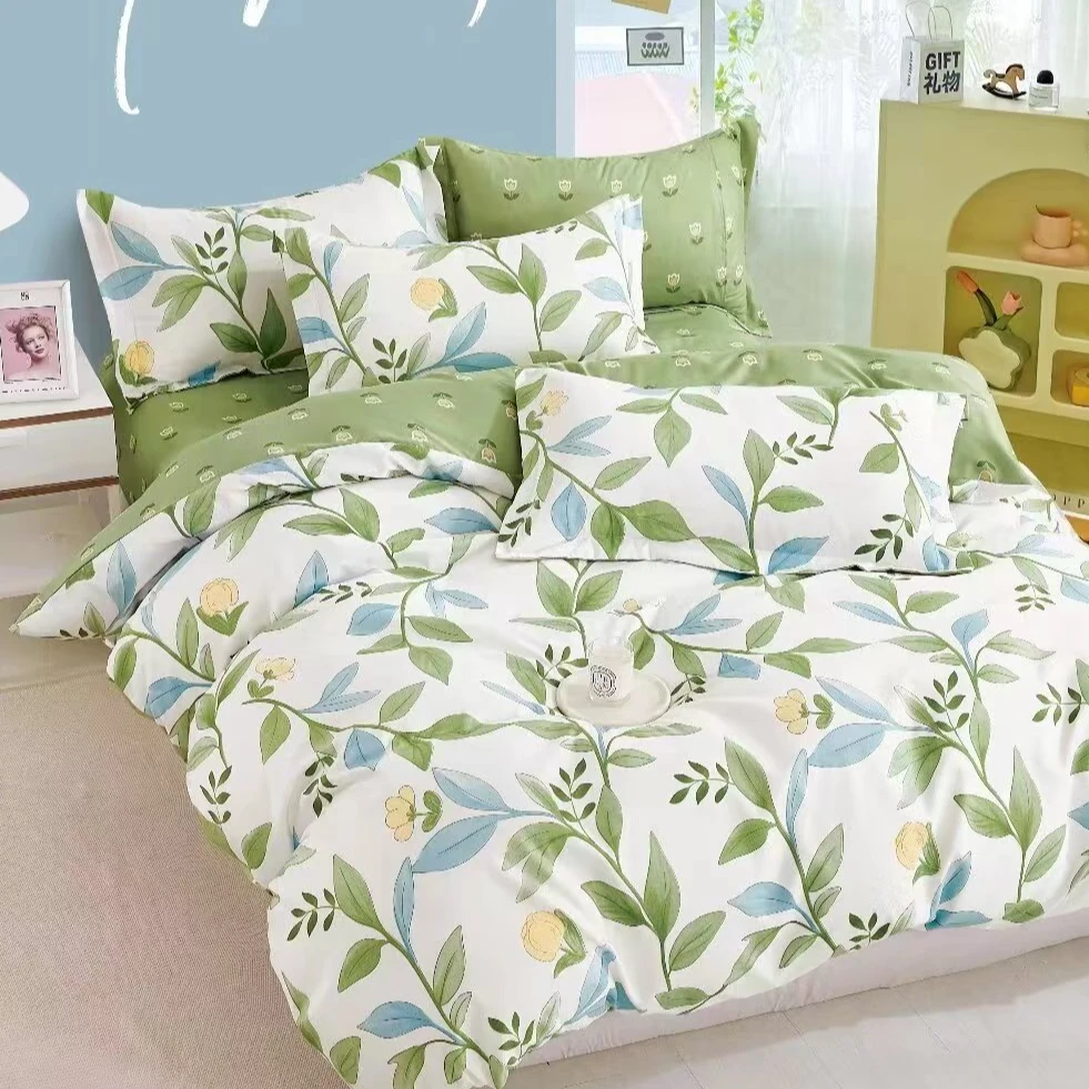【鹊桥花卉三件套】高支高密水洗斜纹棉三件套