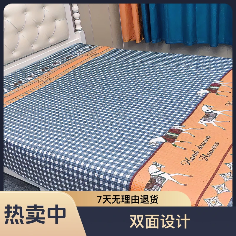 防滑加大三层亲肤单人四季床盖夹棉双面通用榻榻米床单大码床盖