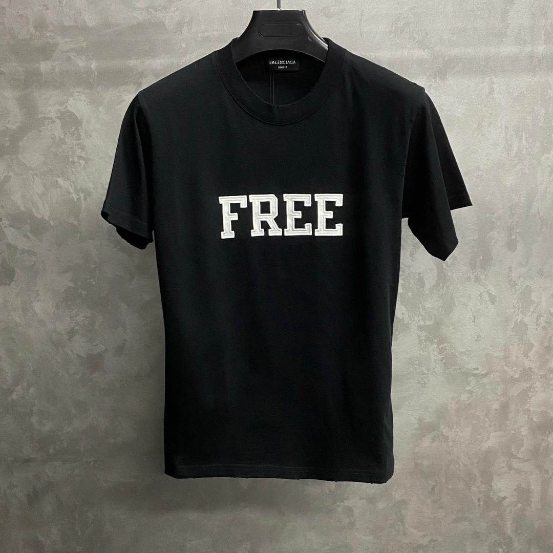 未使用 Balenciaga/巴黎世家 黑色刺绣图案logo短袖 S/