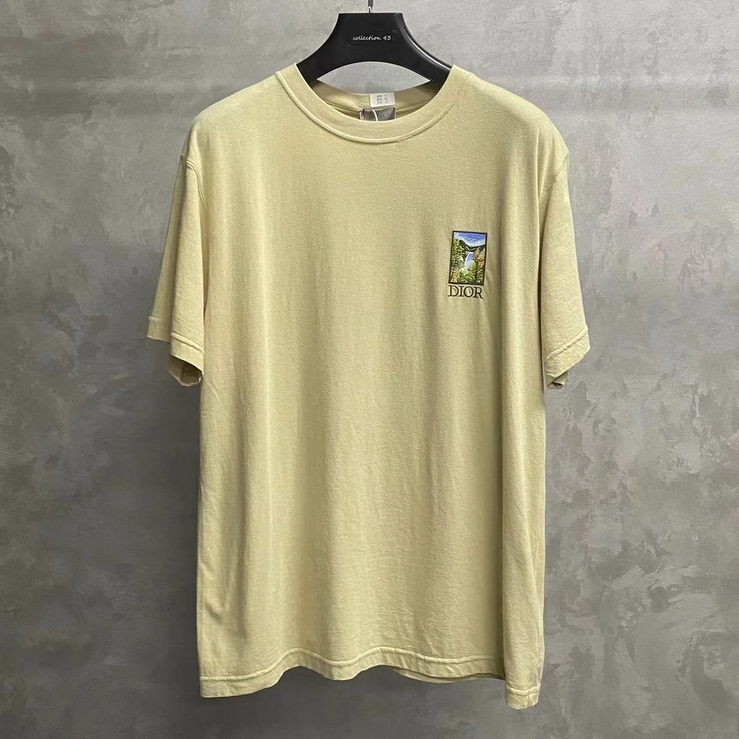 dior 卡其色风景图案印花logo短袖 /m/未使用