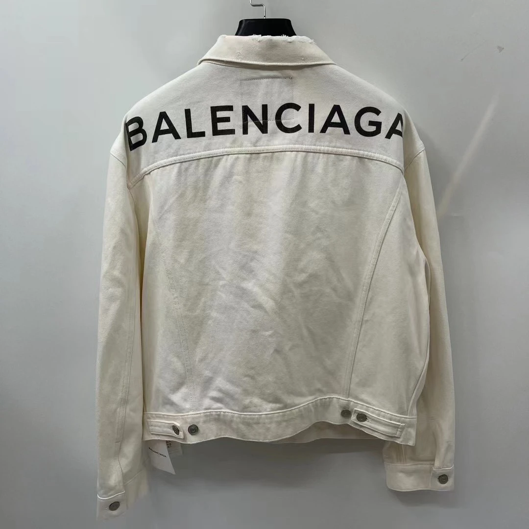 balenciaga 白色背后喷印图案logo牛仔夹克 /38/未使用