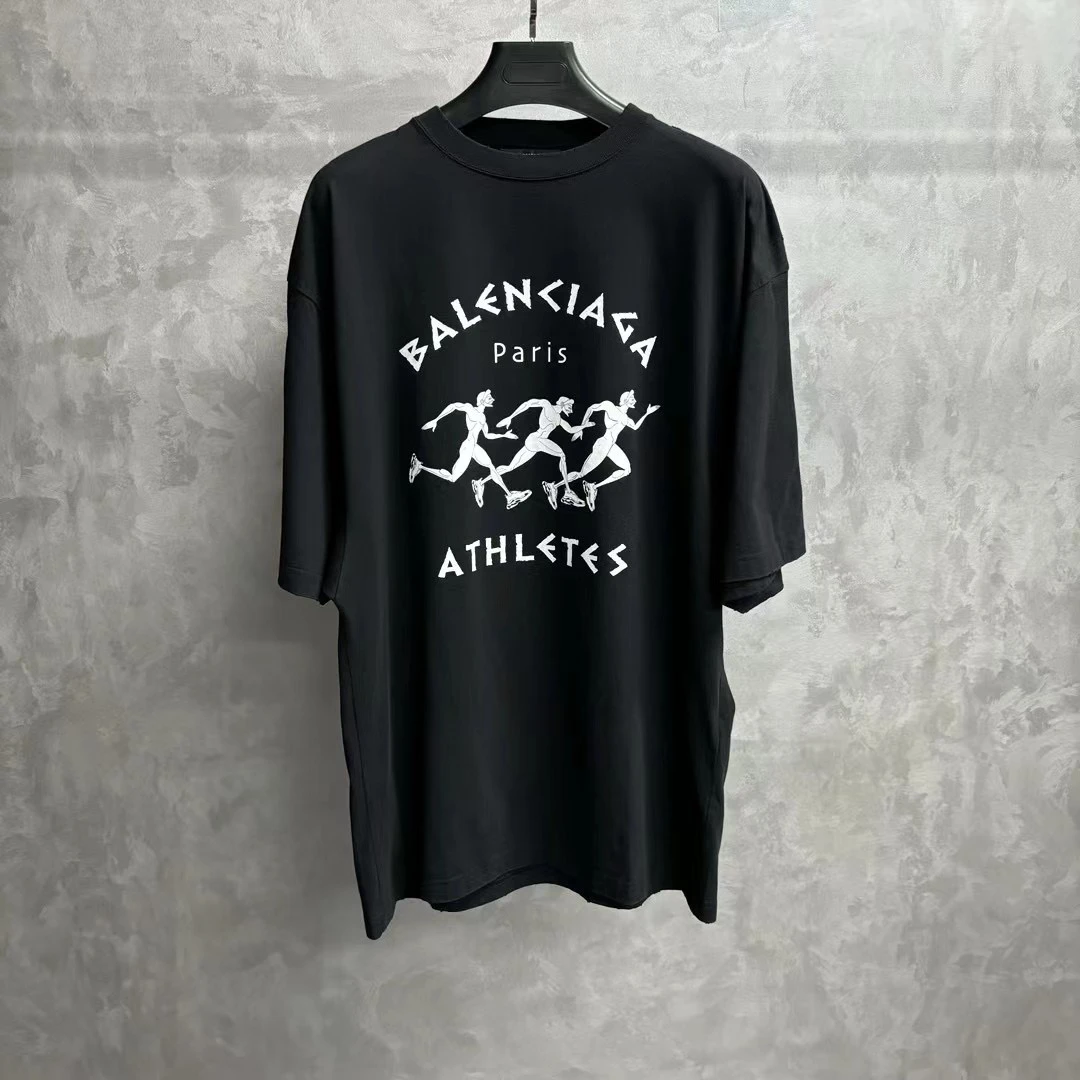 balenciaga 黑色马拉松印花图案logo短袖/Xs/未使用