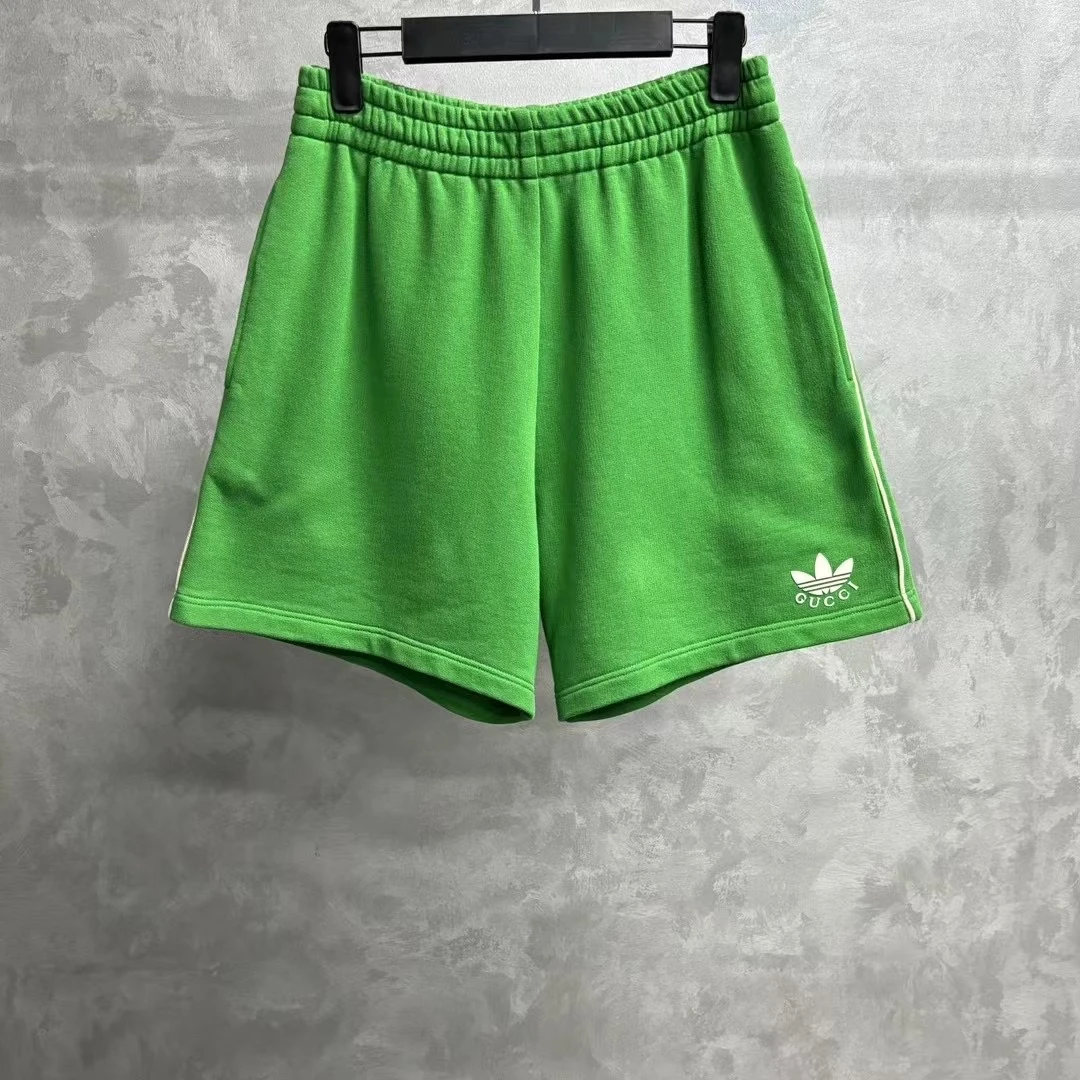 未使用 GUCCI/古驰 绿色针织侧标条纹刺绣logo短裤/Xs