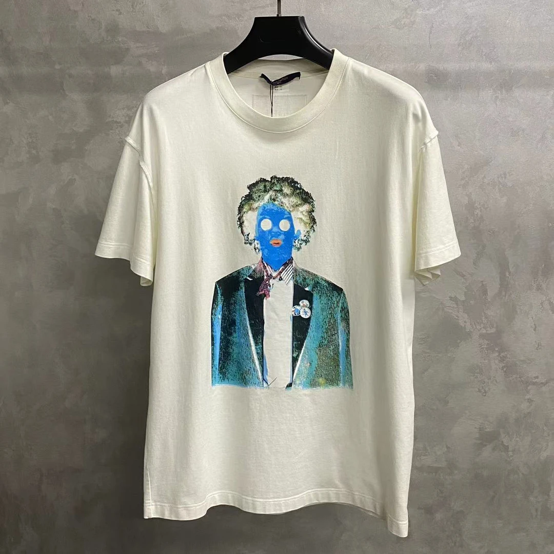 Louis Vuitton 白色人像字母短袖/L/xl/9新