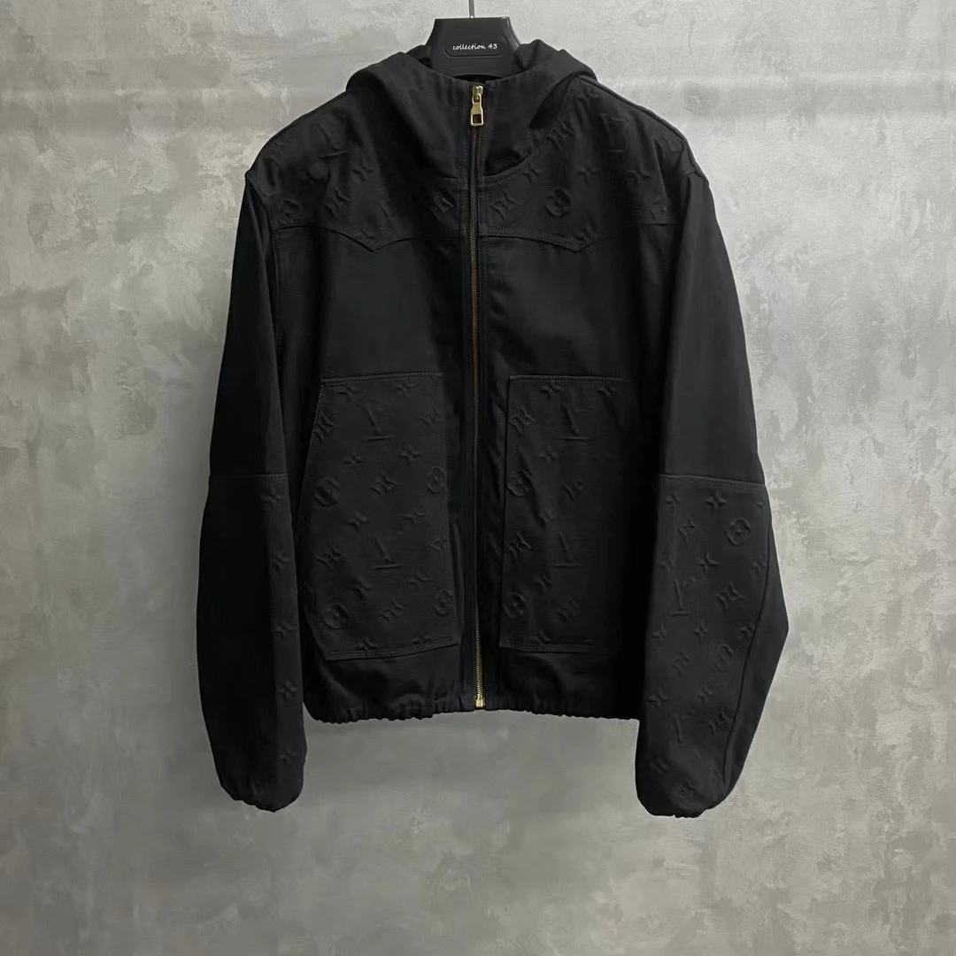 99新 LouisVuitton/路易威登 黑色伐木满印logo牛仔夹克/44/