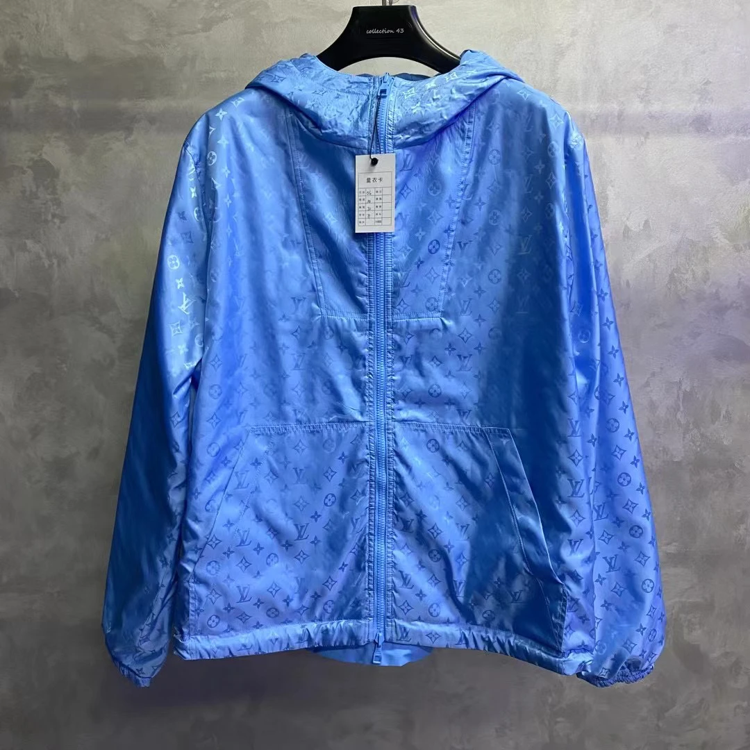 louis vuitton 蓝色满印图案logo双面穿冲锋衣 /56/99新