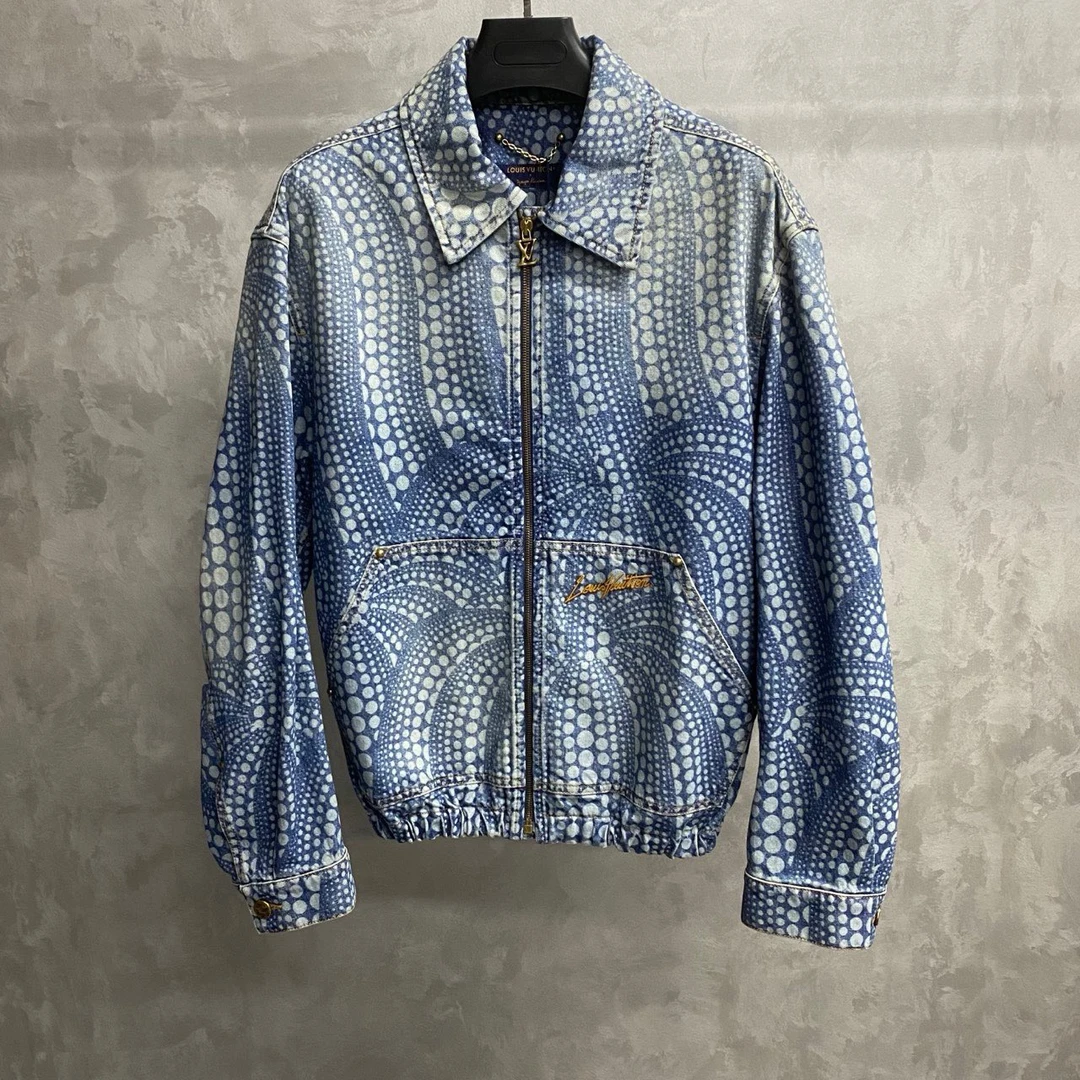 99新 LouisVuitton/路易威登 蓝色草间弥生图案logo牛仔夹克54
