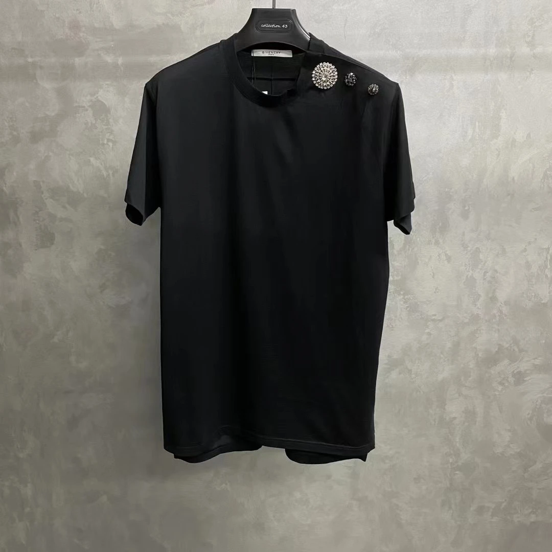 givenchy 黑色肩部钻扣设计图案短袖/Xxs/99新