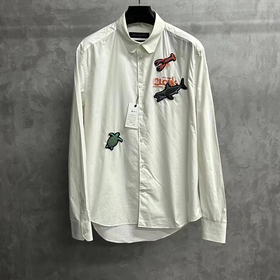 louis vuitton 白色水族馆串珠图案logo衬衫Xl/99新