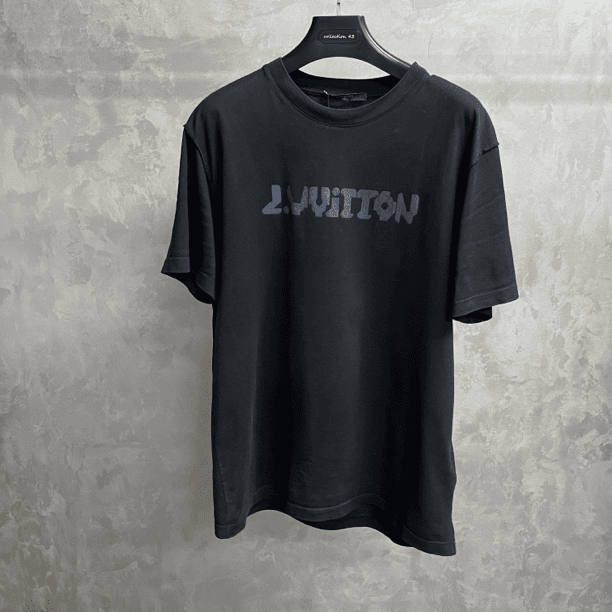 louis vuitton 黑色印花图案logo短袖 Xl/99新