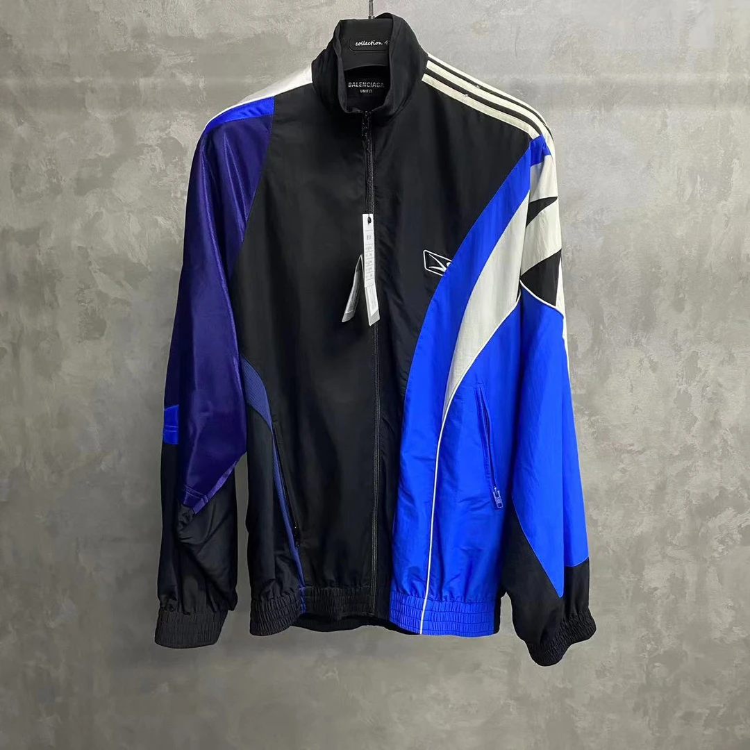 balenciaga 白蓝拼接刺绣图案logo校服夹克 /xxs/未使用