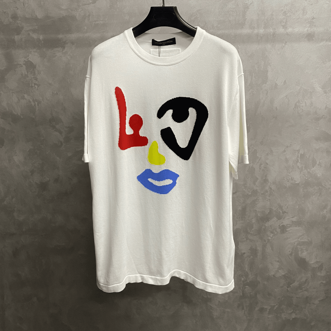 louis vuitton 白色几何针织图案logo短袖 Xl/99新