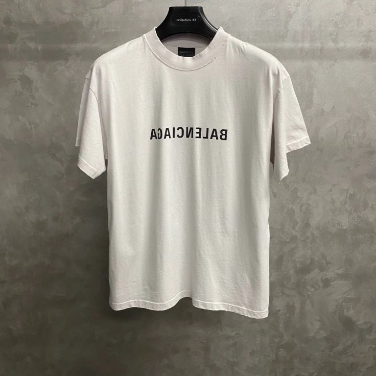 未使用 Balenciaga/巴黎世家 白色反转图案logo短袖 S/