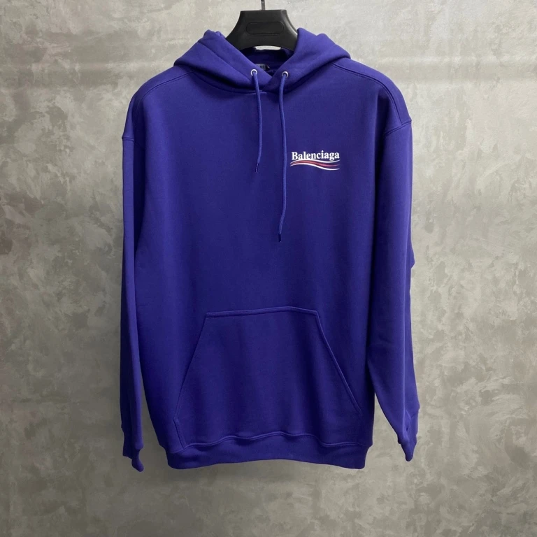 全新未使用 Balenciaga/巴黎世家 蓝色可乐印花图案logo帽衫/M码
