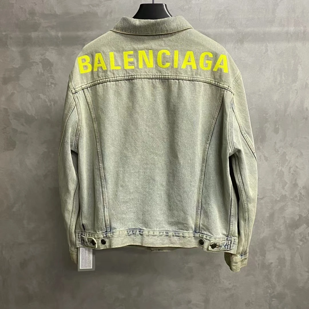balenciaga 绿色刺绣图案logo牛仔夹克/50/99新