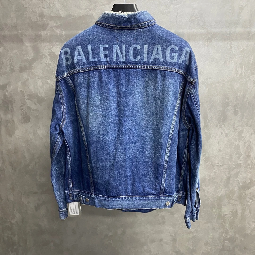 未使用 Balenciaga/巴黎世家 蓝色背后印花牛仔夹克 /46