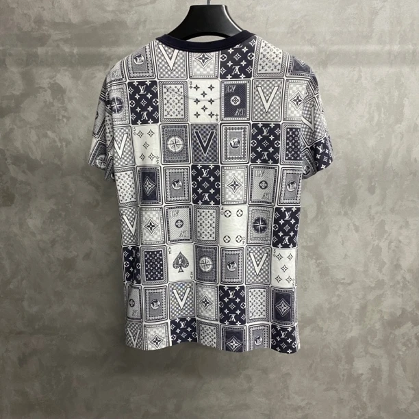 louis vuitton 黑灰色扑克印花图案logo短袖 Xs/99新