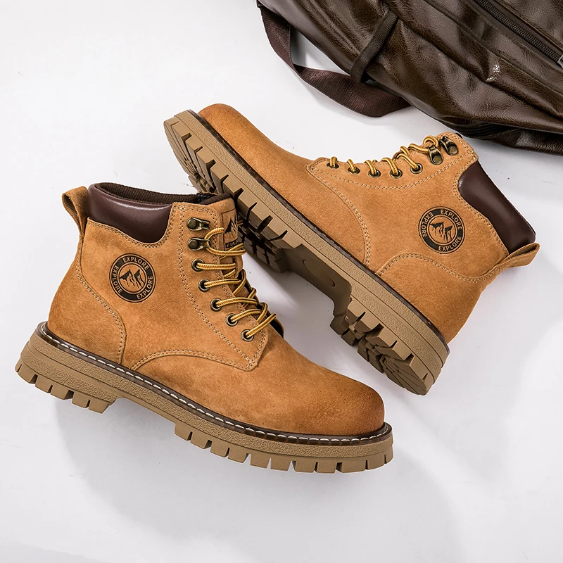 男女同款秋冬马丁靴时尚休闲复古厚底透气英伦风工装大黄靴