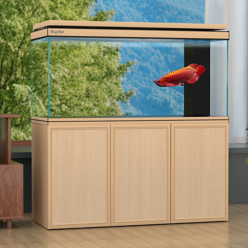 亮彩极简中式简配鱼缸干湿分离底部独立过滤生态家居鱼缸