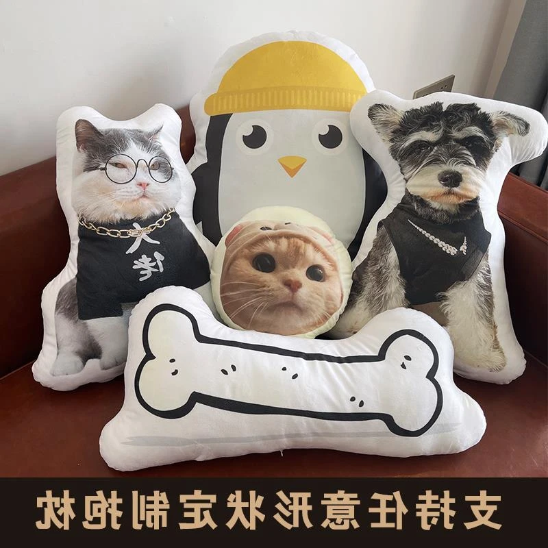 Diy定制抱枕异形定做宠物枕头猫咪来图可印照片靠枕凉感人形抱枕