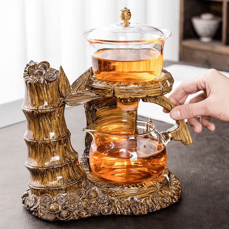 节节高升玻璃泡茶器全自动懒人茶具套装整套功夫茶杯家用磁吸出茶