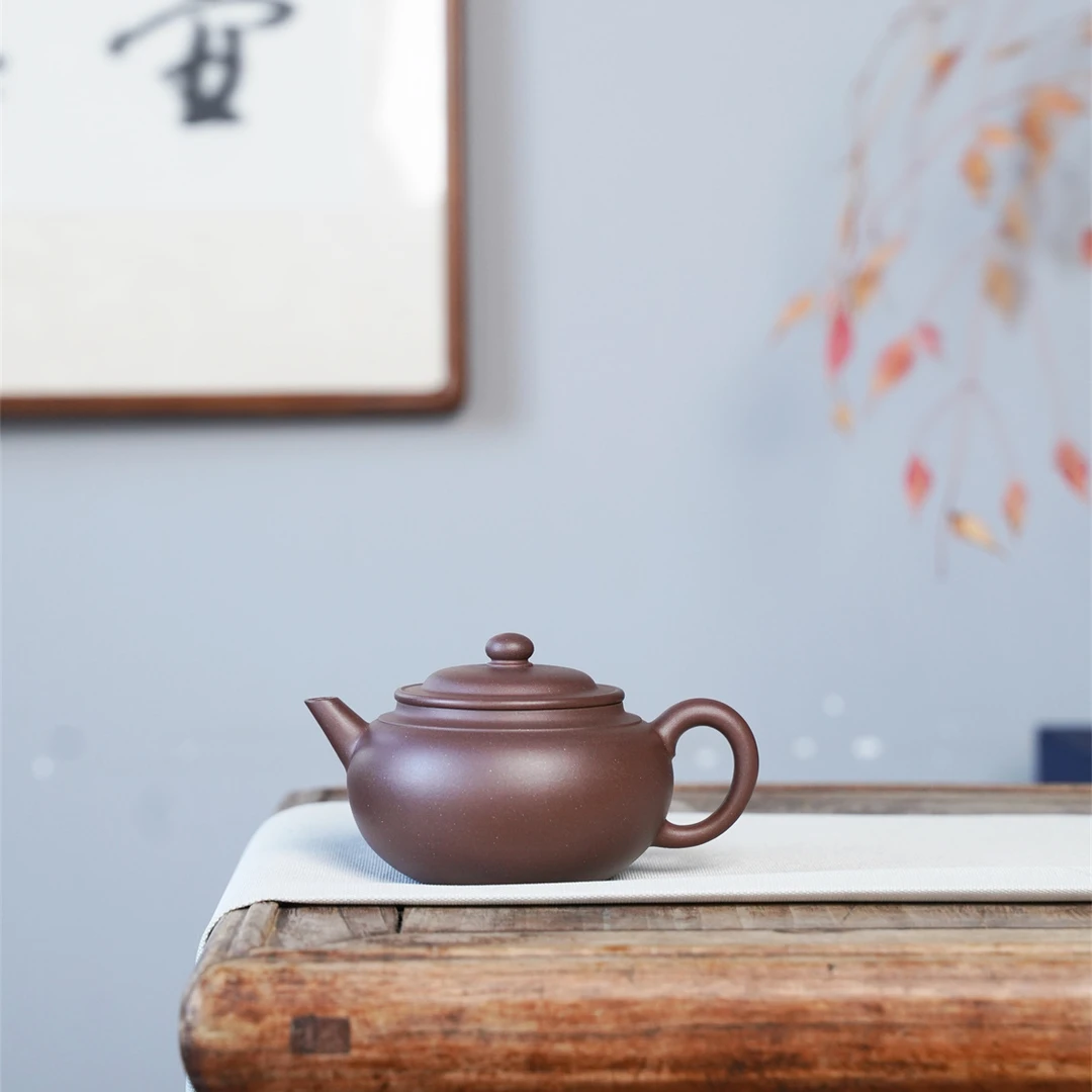 柿园-吴浩《上腰线》紫泥 210cc  紫砂壶（吴界明弟子）全手工制作