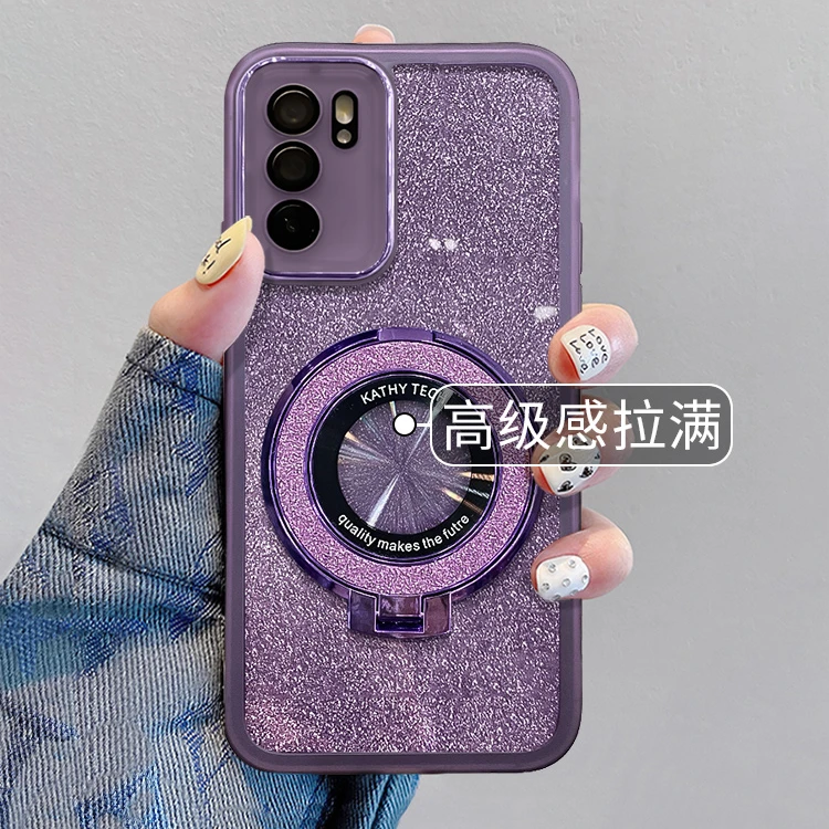 适用OPPOReno6横竖支架透明金属镜头膜简约大气软壳防摔