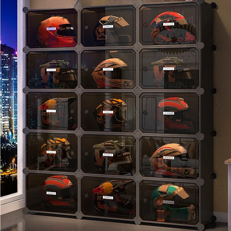 头盔收纳柜放置摩托车帽子的展示盒大容量家用机车装备落地摆放架