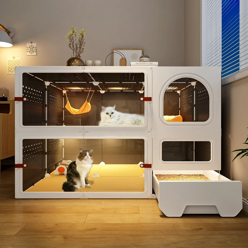 猫别墅超大自由空间带厕所抽屉式一体家用室内一室一厅一卫猫笼子