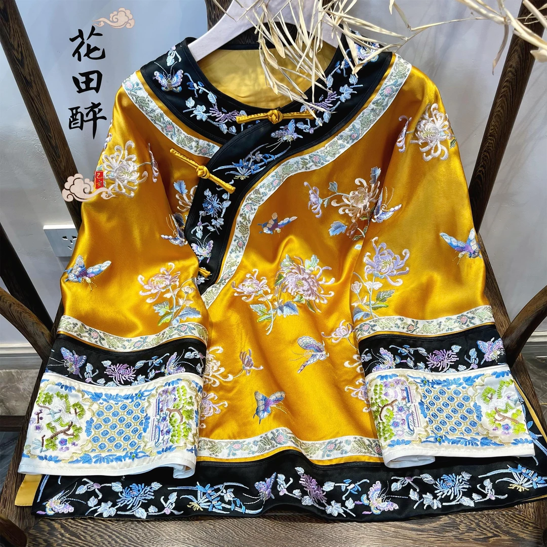 藏月春秋季新款新中式重工复古斜襟圆领刺绣高级外套女C24035440