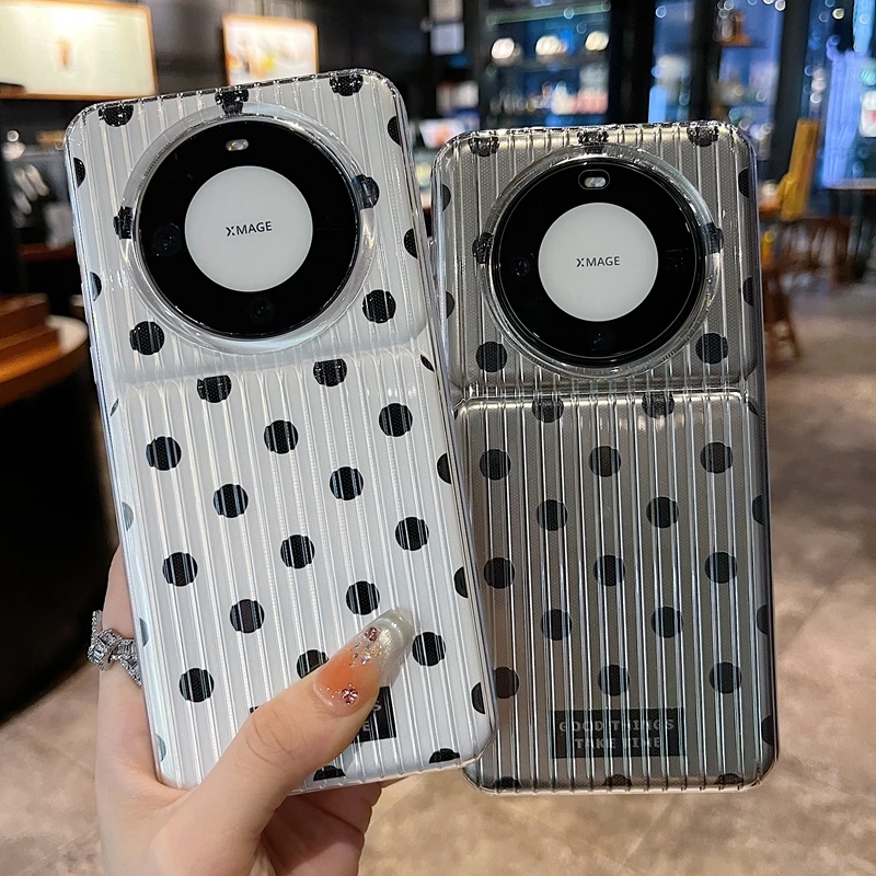 适用华为mate60苹果15系列新款手机壳个性创意行李箱纹波点小众