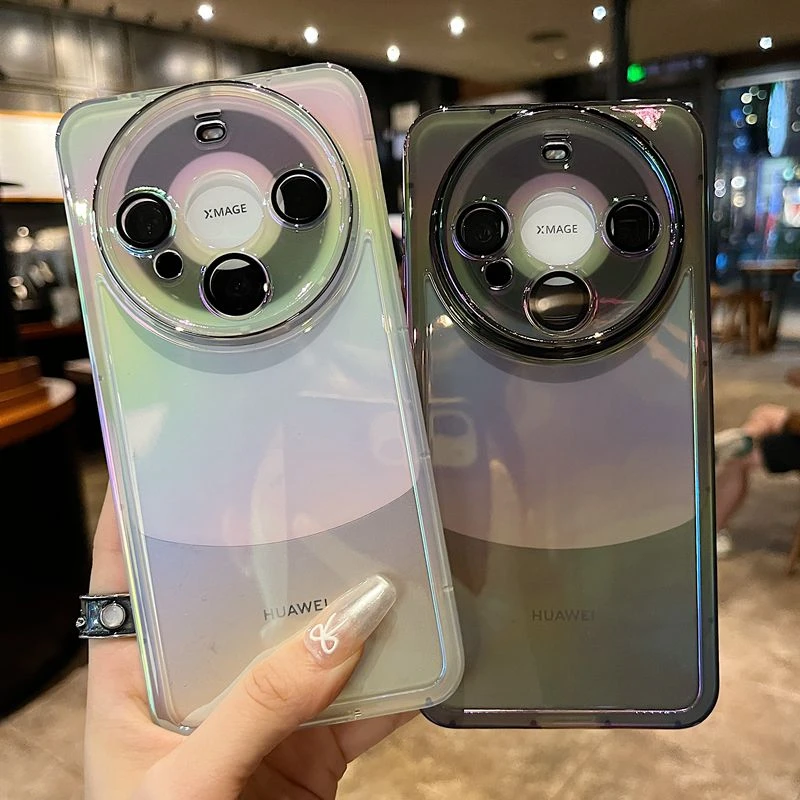 适用华为oppo小米苹果系列新款手机壳简约透明彩镀晶炫防摔防滑