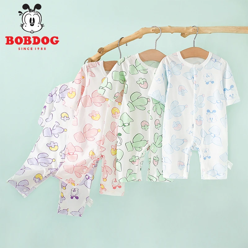 2024年夏季新款宝宝婴幼儿童连体衣无骨纯棉透气薄款半袖哈衣爬服