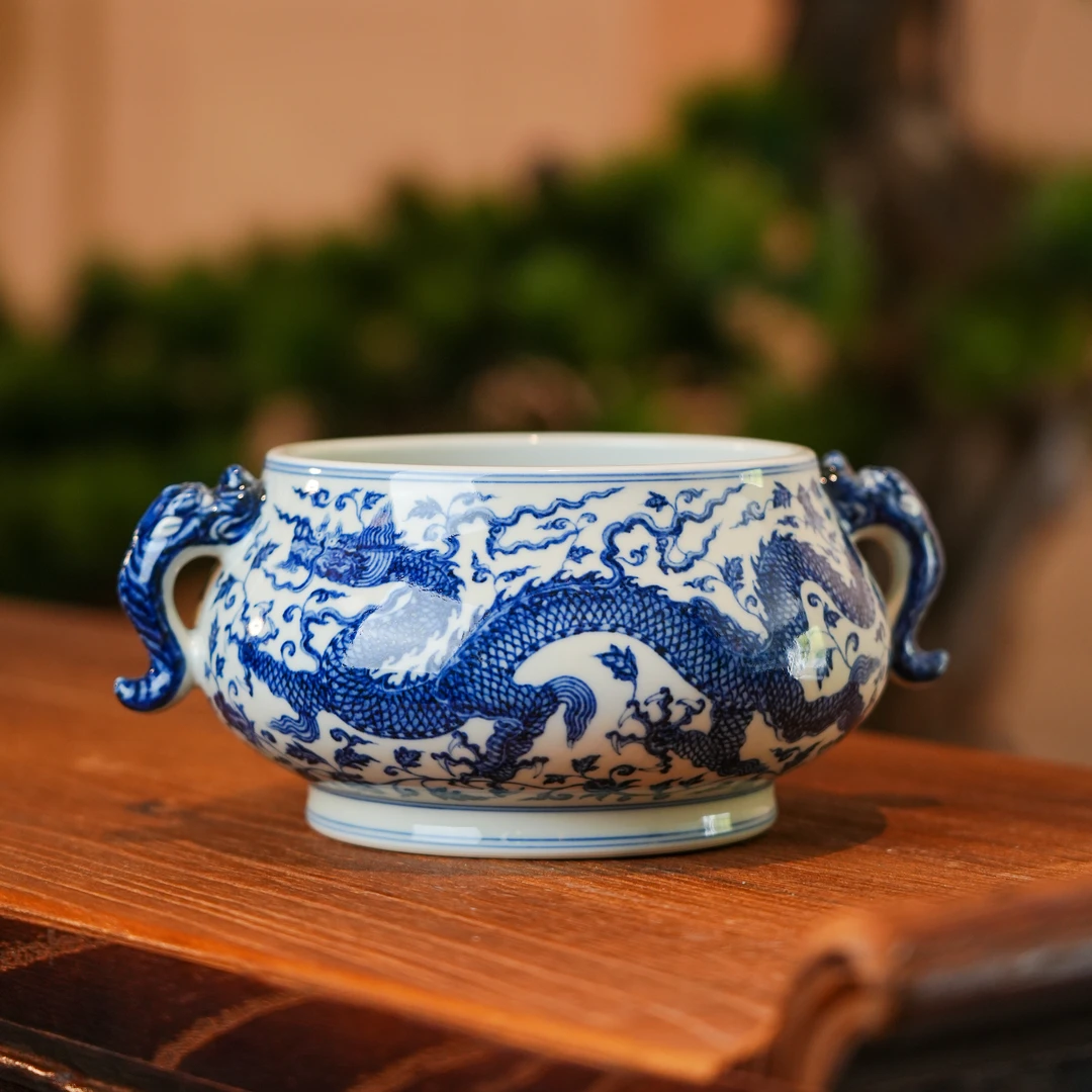 舜瓷双耳龙凤水洗