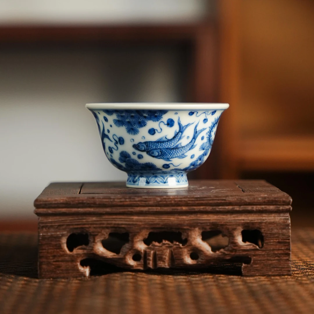 刘建锋窑仿明鱼藻小压手杯