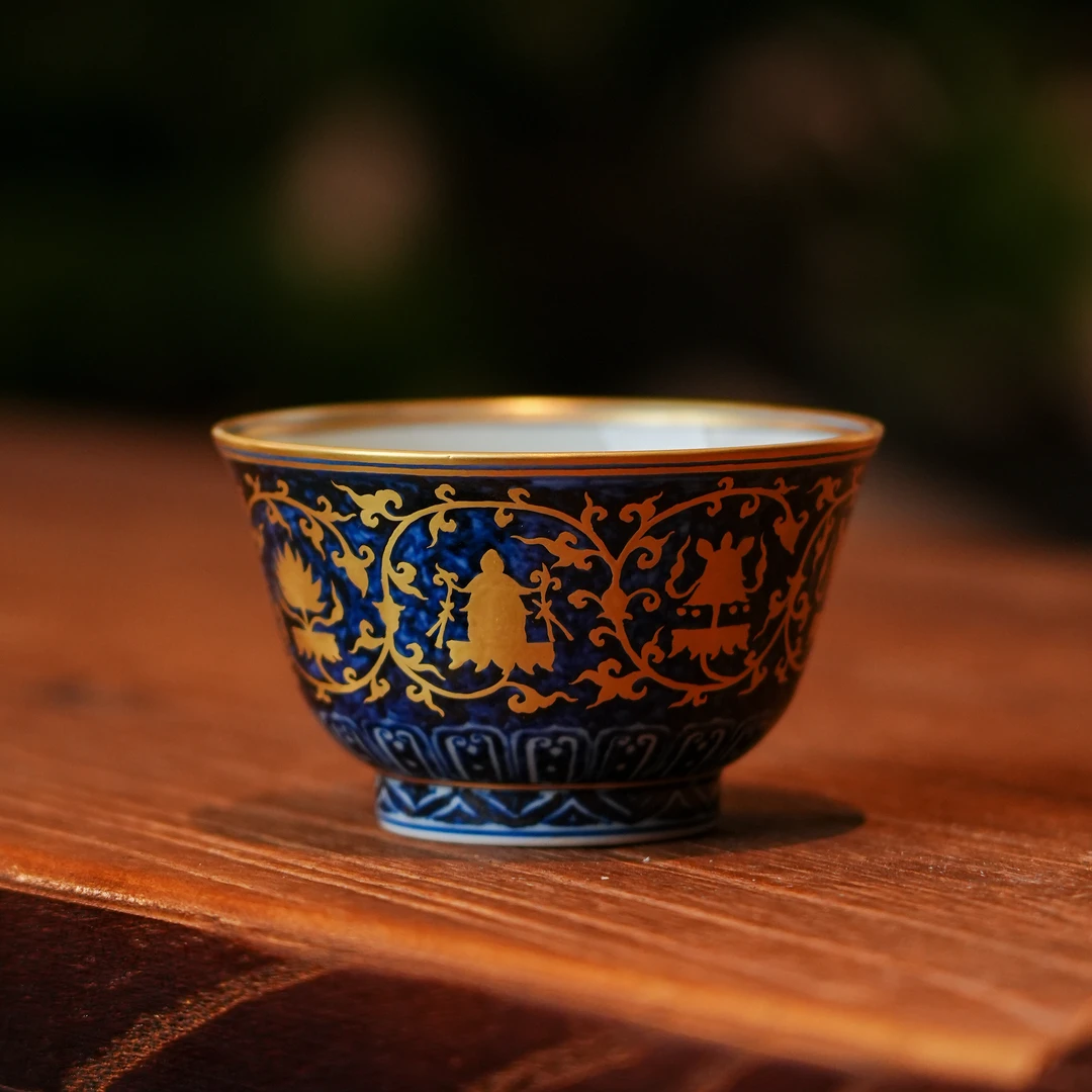 舜瓷八宝描金陶瓷杯手绘